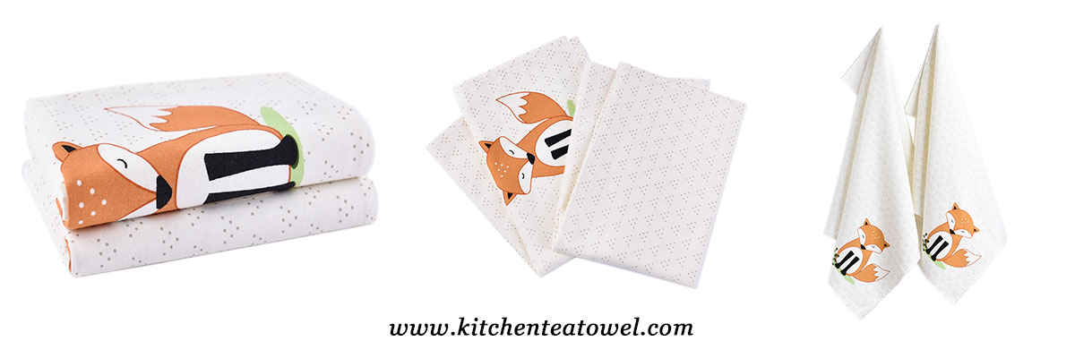 100% Cotton Plain Weave Screen Printed Tea Towels